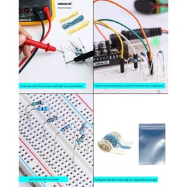 California JOS 100pcs 10M ohm Resistor 1/4w (0.25 Watt) ±1% Tolerance Metal Film Fixed Resistors, Over 189 Multiple Values of Resistance Optional (10M ohm, 10M R, 10M Ω)