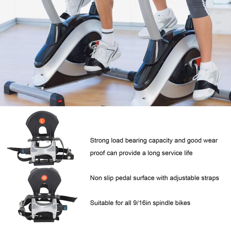 1 par de Pedales de Bicicleta Estática con Correas, Pedales