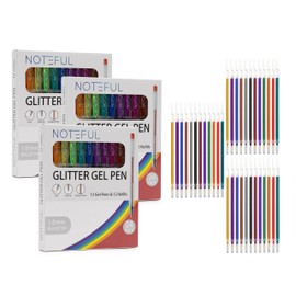 NOTEFUL Glitter Gel Pen Set – Smooth, Vibrant Ink for Art, Journaling, and Crafting with Long-Lasting Sparkle (3 Count (Pack of 24))