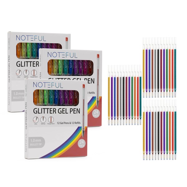 NOTEFUL Glitter Gel Pen Set – Smooth, Vibrant Ink for