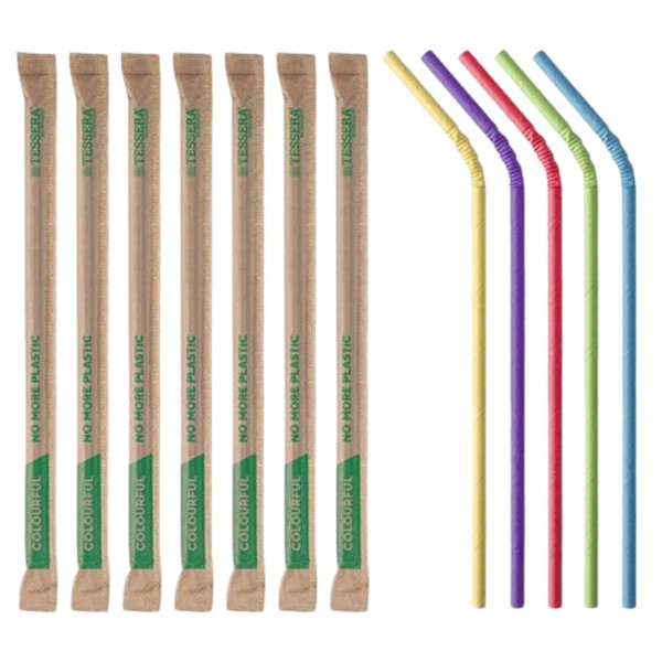 HOT BARGAINS 1000 x Multicolor Paper Flexible Drinking Straws Individually
