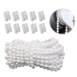 DOKLY 10 Meters (10.94 Yards) Bead Chain, Blinds Vertical Blind Bottom Chain, Roller Blind Cord, with 10 PCS of Mating Connectors, Cord for Roller Blind Replacement Parts Repair Fittings(White)