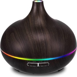 Orret Home Ultrasonik Hava Nemlendirici, Ortam Nemlendirici, Işıklı Buharlı, Ayarlanabilir Zamanlayıcı ve Otomatik Kapanma Özelliği, LED Işıklı Aroma Difüzörü (Koyu Kahve)