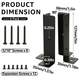 AKOLAFE 4 Pack Concrete Post Bracket with Screws 5” Pergola Brackets Kit Adjustable Deck Railing Bracket Wood Fence Brackets Fit 1.5x1.5, 2x2, 2x4, 4x4 Post Base Mailbox Post Anchor Deck Post Support