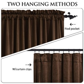 StangH Brown Blackout Velvet Drapes for Living Room 96 inches Long Luxury Home Decor Heat & Sound Reducing Energy Smart Curtains for Bedroom, W52 x L96, 2 Panels