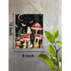 Mdulftar Mushroom Boho Wood Sign Wall Hanging Night Moon Red