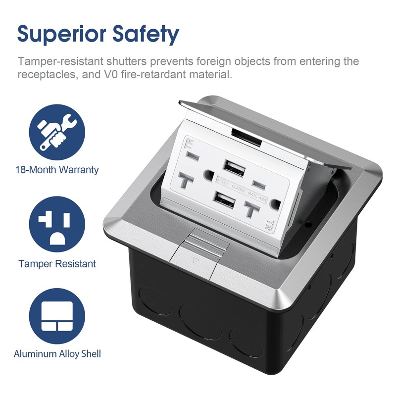 KYHSHJ 4.8A USB Chargers Pop Up Floor Waterproof Electrical Outlet