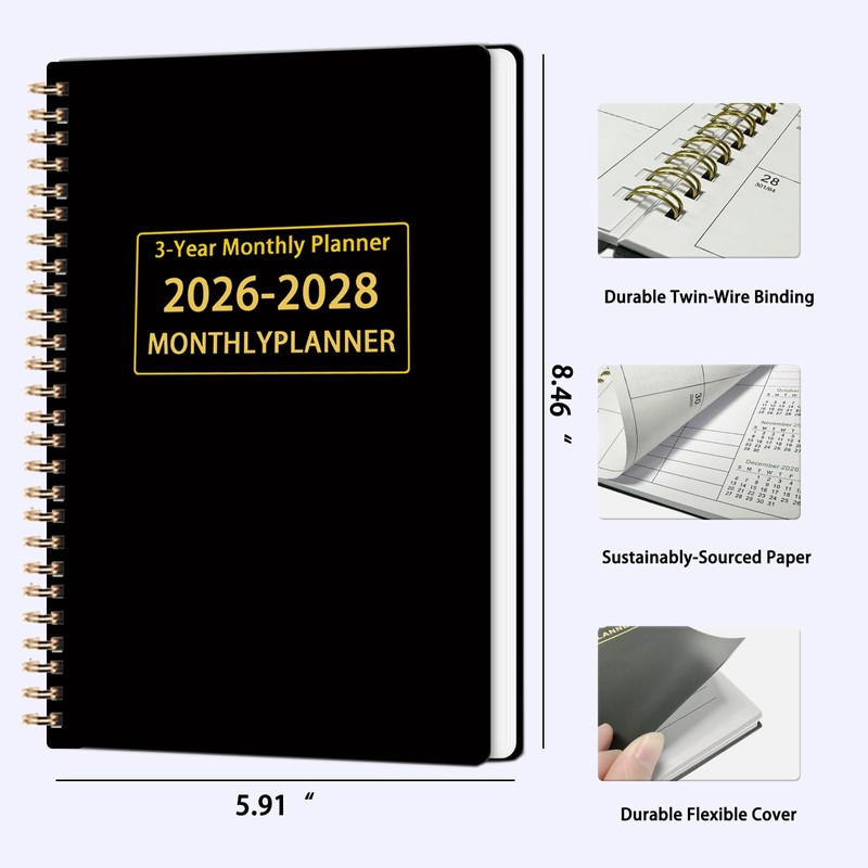 2026-2028 Monthly Planner - 3 Year Monthly Calendar/Planner 2026-2028, 5.9"