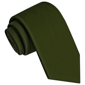 Branduce Silk Olive Green Tie Classic Wedding Necktie Solid Pure Plain Formal Tie for Men (TA05-24)