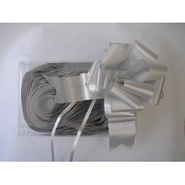 10 x 50mm (2") Rapid Satin Pull Bows - SILVER for Gift Decorations, Flower Bouquets & Arrangements, Baskets, Wedding Cars, Floral Tributes, Arts & Crafts, Christmas Hampers