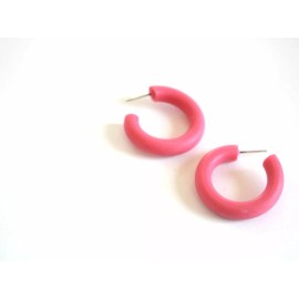 Undisclosed Mauve Pink Matte Tube Hoop Earrings