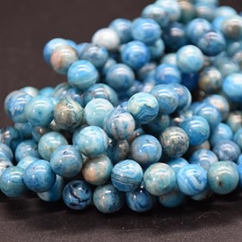 Grade A Blue Crazy Lace Agate (Dyed) Semi-Precious Gemstone Round Beads - 8mm