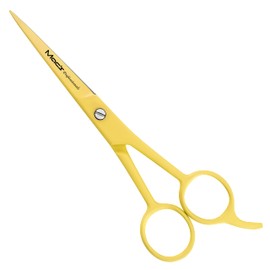 MACS Professional Barber/Salon Razor Edge Hair Cutting Scissors/Shears - Ice Tempered Stainless Steel - Reinforced with Chromium to Resist Tarnish and Rust -2003 (Yellow)