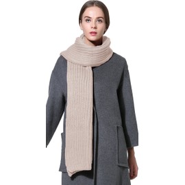 NEOSAN Women Men Winter Thick Cable Knit Wrap Chunky Warm Scarf Khaki Hor