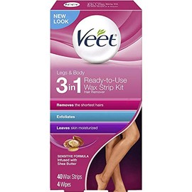 Veet Ready-to-Use Dermatologically Tested 40 Count Hair Remover Wax Strip Kit for Legs & Body (9 Pack)