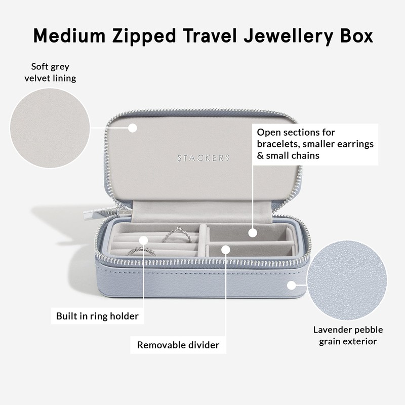 Stackers Medium Lavender Travel Jewellery Box