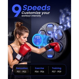 EIRKMOAX Music Boxing Machine, Smart Bluetooth Punching Gym Equipment with Boxing Gloves, 9 Speed Modes, Wall Mounted Home Indoor Electronic LED Boxing Workout Trainer Target Pad for Adults, Kids