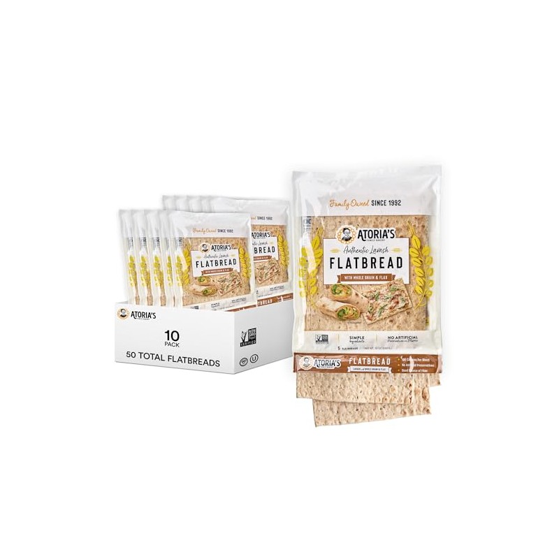 Atoria's Family Bakery Whole Grain & Flax Lavash Flatbread 10