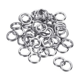 PATIKIL 50pcs 1.6mm x 12mm Fishing Split Rings 304 Stainless Steel Double Flat Ring Lure Connector for Saltwater Freshwater