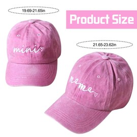 BAOZOON 2 Pcs Parent-Child Baseball Hats Adjustable Mama and Mini Matching Caps Retro Snap Cap for Mother Child Daughter Son, Pink, One Size