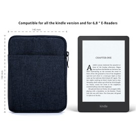 MyGadget Nylon Sleeve Case for Tablets up to 6.8 Inches (18 x 13.5 cm) - Protective Case e.g. Kindle Paperwhite | Tolino Vision 1-4 | Shine 1-3 - Dark Blue