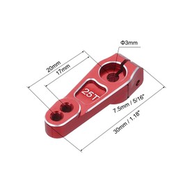 MECCANIXITY 3 Pcs Aluminum Servo Horn 25T Universal Steering Arm 30mm Length Red Suitable for DIY RC Car/Boat/Airplanes Boat Model Accessories with Screws