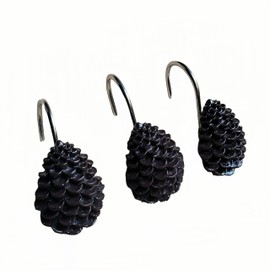 Twofishes Decorative Pinecone Shower Curtain Hooks Bathroom Rolling Hangers Curtain Rings Pack of 12
