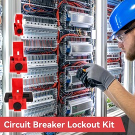 12 Pack Circuit Breaker Lockout, Nylon Lockout Tagout Kit Single Pole Breaker Clamp on Lock Out Device, 3 Size (Small, Medium, Large)