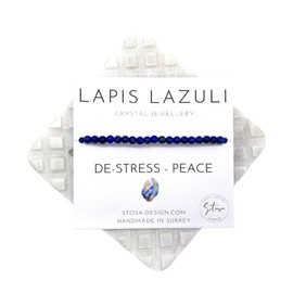 Crystal Bracelet on Paper Clip Chain, Amethyst Adjustable Gemstone Bracelet, Silver Crystal Aquamarine Bracelet Handmade by Stosa Design (Lapis Lazuli)