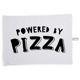 Hippowarehouse Powered by Pizza Tea Towel Eco Printed Dish Cloth Kitchen accessory 50cmx70cm 100% Cotton