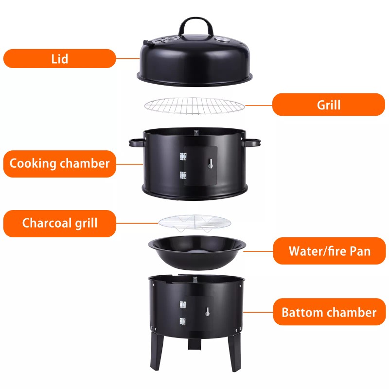 Unbranded 2Tier Charcoal Smoker BBQ Grill 3IN1 Outdoor Vertical Smoke