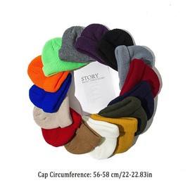 AIMALL Men Women Mini Fisherman Beanie Hat Winter Soft Woolen Knitted Docker Skull Cap Knit Cuff Beanie Cap Winter Warm Hats Navy