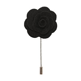 Black Handmade Flower/Rose Lapel Pin for wearing with men's suit jacket, blazer, dinner jacket or tuxedo jacket