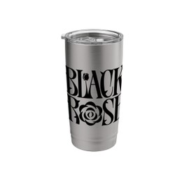 Beautiful Black Rose Flower Word Lettering Minimalist Design Stainless Steel Insulated Tumbler