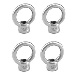 QWORK Lifting Eye Nut, 4 Pack, 1/4" UNC Marine Grade Stainless Steel 316