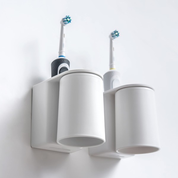 FLAUVEL Wall-Mounted Toothbrush and Toothpaste Holder - Self-Draining Design, Easy