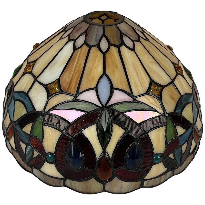 Capulina Tiffany Lamp Shade Cream Brown Stained Glass 12 Inches