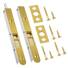 Ceoighe 2 Pack 7 Inch Flush Bolt for Double Door, Heavy Duty Chrome Plating Flush Latch Bolts, French Lock for Opening and Composite Wood Double Dummy Door (Copper Plating Color)