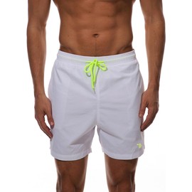 TBMPOY Men's Swim Trunks Quick Dry Beach Shorts with Mesh Lining(CA White M)