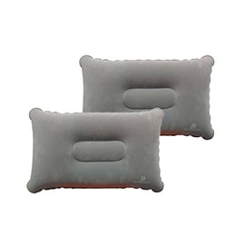 JR Quality Product Pack of Two Inflatable Blow up Pillows for Camping Holidays, Fishing and Travel Comfort. Compact and Light for Easy Storage (Grey) 37cm x 28cm