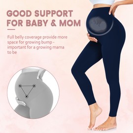 Iseasoo 2 Pack Women's Maternity Leggings Over The Belly Pregnancy Yoga Pants Soft Activewear Workout Pants L