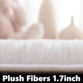 EVOIONOS White Round Rug for Girls Bedroom, Fluffy Circle Rug for Kids Room, 4x4 Feet Fuzzy Circular Rug, Soft Plush Area Rug for Bedroom, Non Slip Shaggy Living Room Rug, Nursery Dorm Cute Small Rug