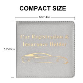 Cacturism Car Registration and Insurance Holder, Vehicle Glove Box Car Organizer Men Women Wallet Accessories Case for Cards, Essential Document, Driver License, Silver