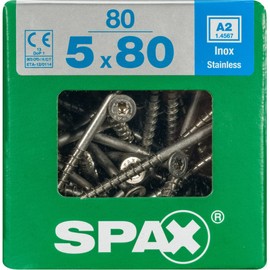 SPAX 4197000500806 80mm 80pcs - Screw (Screw, Stainless Steel, Wood, Flat Head, Torx, Silver)