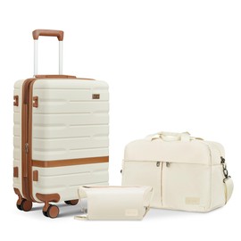 NEISIA Carry On Luggage Set 22x14x9 Airline Approved， Expandable Hard Shell Suitcase with Spinner Wheels TSA Lock，3 Piece Lightweight Travel Luggage (Beige)