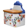 Portuguese Pottery Alcobaça Ceramic Salt Cellar with Lid Floral Made
