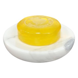 WORHE Marble Soap Dish, Oval Soap Holder, Scratch-Resistant Soap Dish, Suitable for Kitchen, Bathroom, Shower, Soap Holder, Sink, WhiteMarbleSoapDish (DL008