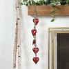 Deco 79 Red Metal Decorative Hearts with Jute Hanging Rope,