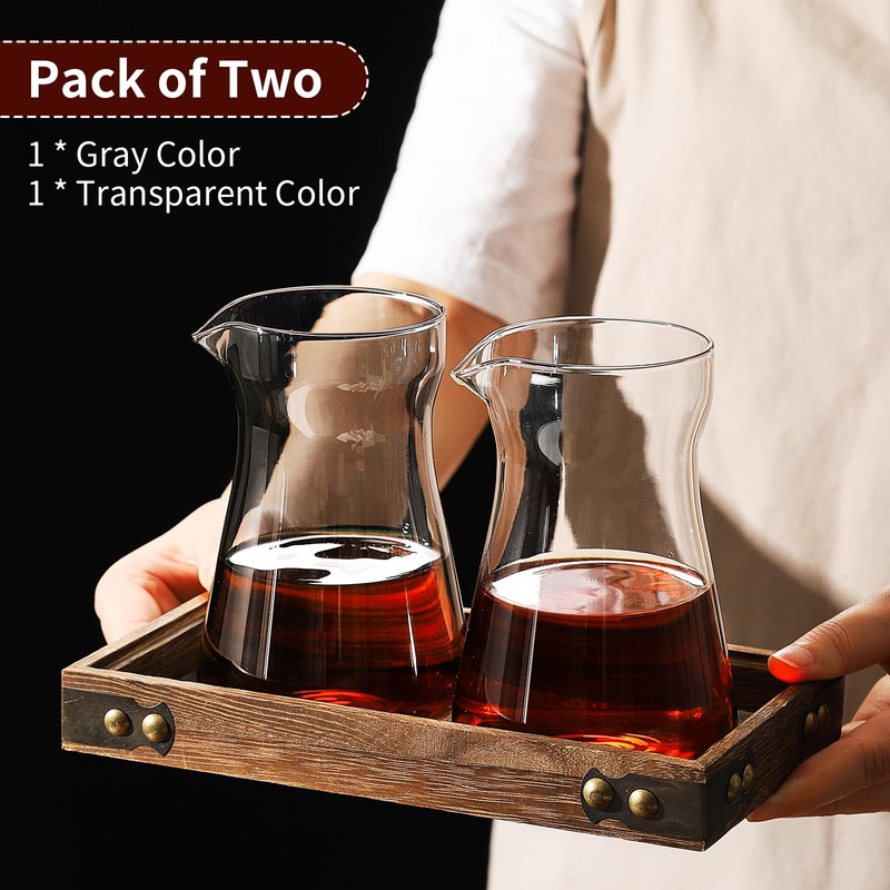 Bincoo 16oz Glass Coffee Carafe with Wood Heat-Resistant Layer, Coffee