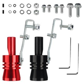 2 x Car Turbo Sound, Turbo Sound Whistle, Exhaust Sound Booster, for Aluminium Alloy Exhaust Simulator Whistle (XL, Black, Red)